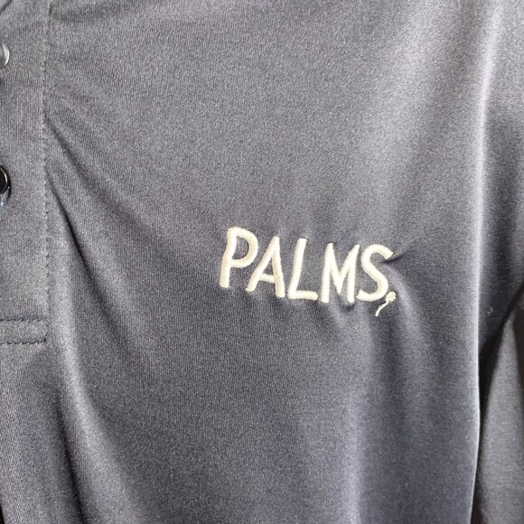 Palms Las Vegas Polo Shirt M Black Knit Embroidered Short Sleeve Three Button - Picture 3 of 6